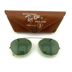 Bausch Lomb Ray Ban Ray Lite Clip On Sunglasses BL 48 Gold Tone Case Vintage B&L